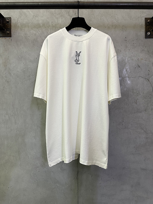 サンローランコピー Saint Laurent 文字ロゴプリントの半袖Tシャツ