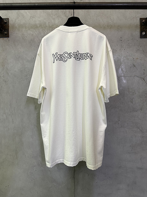 サンローランコピー Saint Laurent 文字ロゴプリントの半袖Tシャツ
