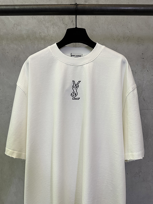 サンローランコピー Saint Laurent 文字ロゴプリントの半袖Tシャツ