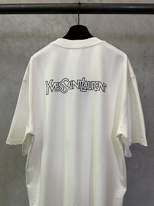 サンローランコピー Saint Laurent 文字ロゴプリントの半袖Tシャツ