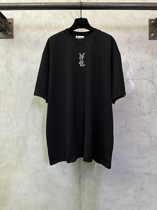 サンローランコピー Saint Laurent 文字ロゴプリントの半袖Tシャツ