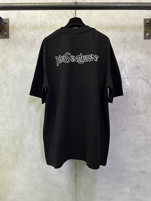 サンローランコピー Saint Laurent 文字ロゴプリントの半袖Tシャツ