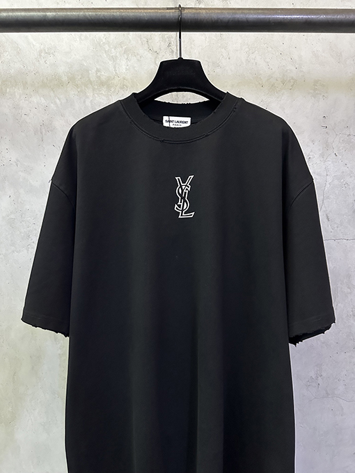 サンローランコピー Saint Laurent 文字ロゴプリントの半袖Tシャツ