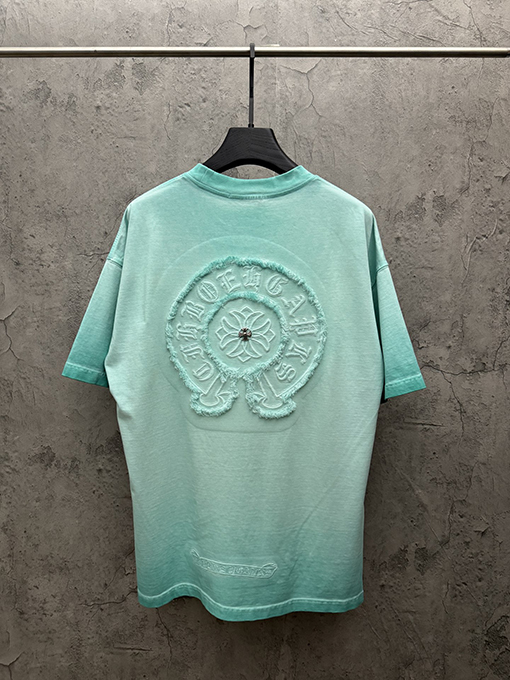 クロムハーツコピー アメリカンスタイルのウォッシュ刺繍入りカップル半袖Tシャツ