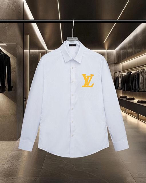 ルイヴィトンコピー LV ひび割れたエンボスのモノグラム厚ロゴ長袖シャツ