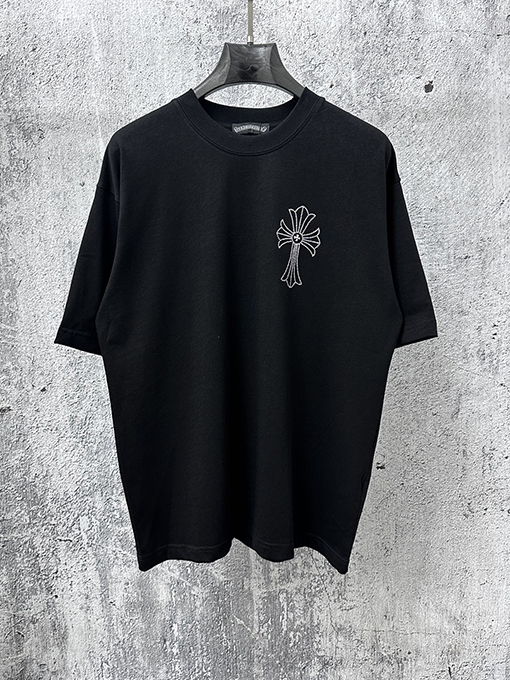 クロムハーツスーパーコピー ラインストーン付きクルーネック半袖Tシャツ