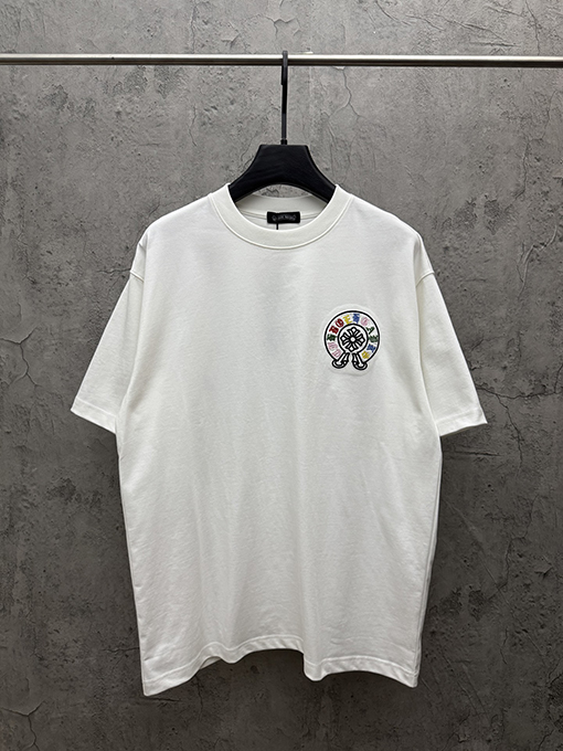 クロムハーツ アメリカンスタイルのアップリケ刺繍りカップル半袖Tシャツ
