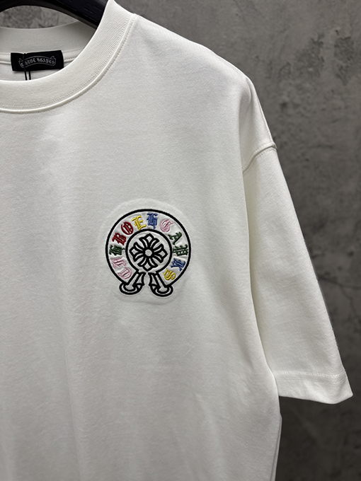 クロムハーツ アメリカンスタイルのアップリケ刺繍りカップル半袖Tシャツ