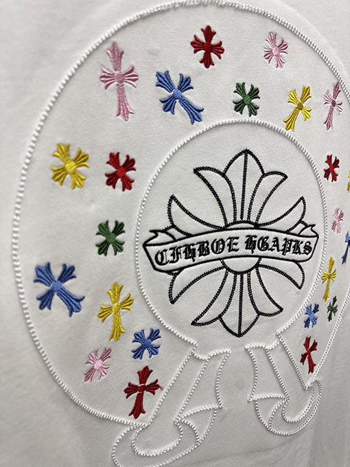 クロムハーツ アメリカンスタイルのアップリケ刺繍りカップル半袖Tシャツ