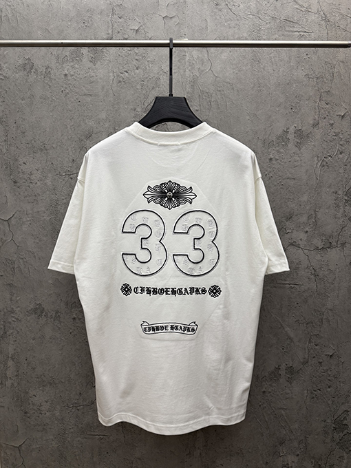クロムハーツコピー 新モデルアメリカンスタイルのアップリケ刺繍りカップル半袖Tシャツ