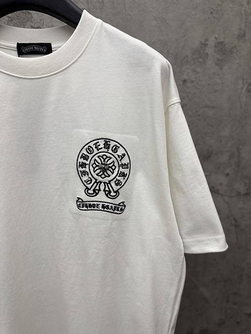 クロムハーツコピー 新モデルアメリカンスタイルのアップリケ刺繍りカップル半袖Tシャツ