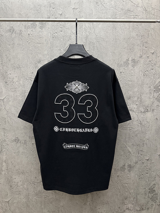 クロムハーツコピー 新モデルアメリカンスタイルのアップリケ刺繍りカップル半袖Tシャツ