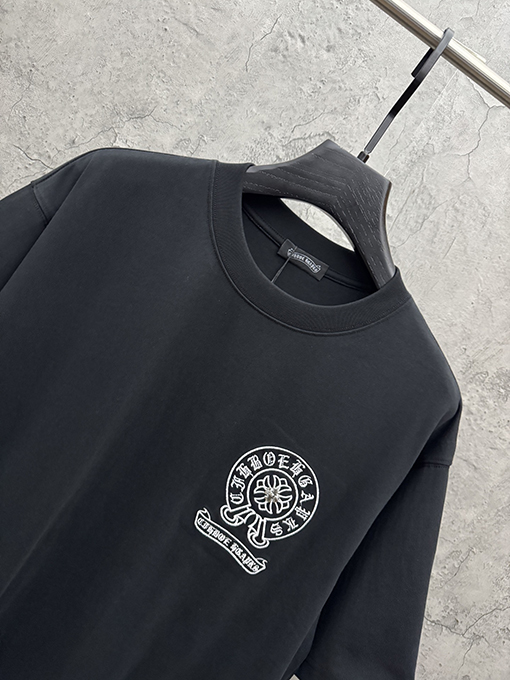 クロムハーツコピー 新モデルアメリカンスタイルのアップリケ刺繍りカップル半袖Tシャツ