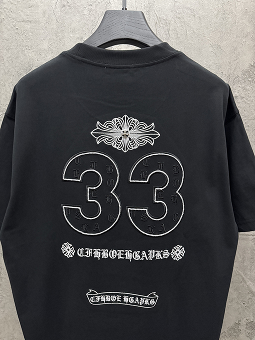 クロムハーツコピー 新モデルアメリカンスタイルのアップリケ刺繍りカップル半袖Tシャツ