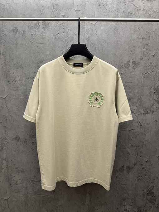クロムハーツスーパーコピー ファッションアメリカンスタイルのアップリケ刺繍りカップル半袖Tシャツ