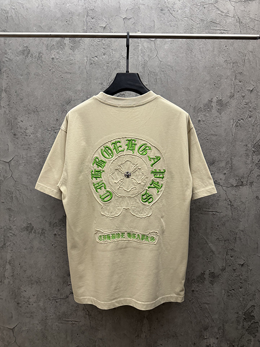 クロムハーツスーパーコピー ファッションアメリカンスタイルのアップリケ刺繍りカップル半袖Tシャツ
