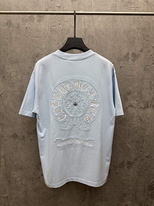 クロムハーツスーパーコピー ファッションアメリカンスタイルのアップリケ刺繍りカップル半袖Tシャツ