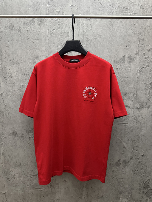クロムハーツスーパーコピー ファッションアメリカンスタイルのアップリケ刺繍りカップル半袖Tシャツ