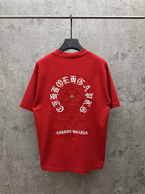 クロムハーツスーパーコピー ファッションアメリカンスタイルのアップリケ刺繍りカップル半袖Tシャツ