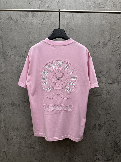 クロムハーツスーパーコピー ファッションアメリカンスタイルのアップリケ刺繍りカップル半袖Tシャツ