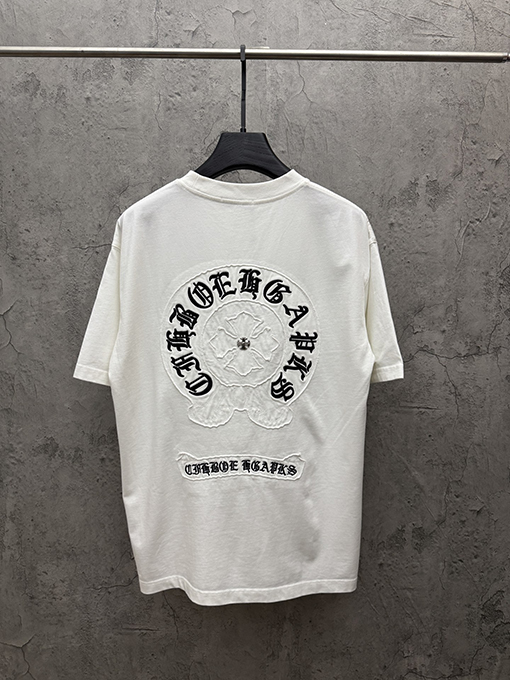 クロムハーツスーパーコピー ファッションアメリカンスタイルのアップリケ刺繍りカップル半袖Tシャツ