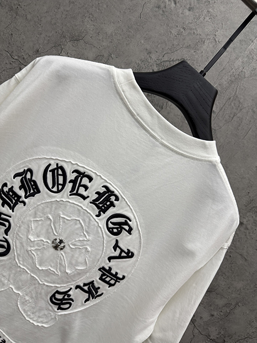 クロムハーツスーパーコピー ファッションアメリカンスタイルのアップリケ刺繍りカップル半袖Tシャツ