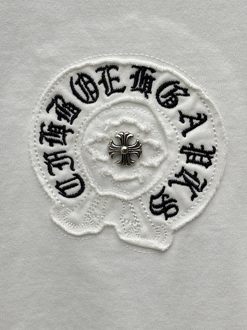 クロムハーツスーパーコピー ファッションアメリカンスタイルのアップリケ刺繍りカップル半袖Tシャツ