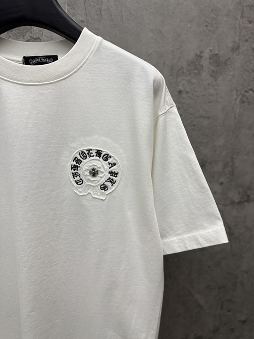 クロムハーツスーパーコピー ファッションアメリカンスタイルのアップリケ刺繍りカップル半袖Tシャツ