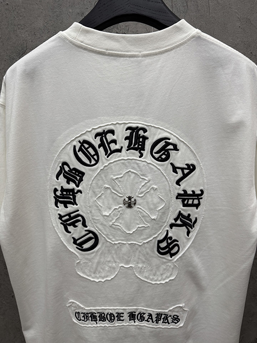 クロムハーツスーパーコピー ファッションアメリカンスタイルのアップリケ刺繍りカップル半袖Tシャツ