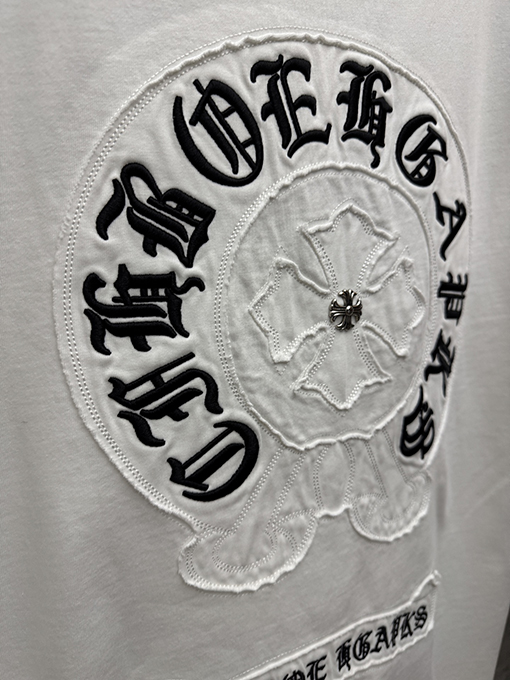 クロムハーツスーパーコピー ファッションアメリカンスタイルのアップリケ刺繍りカップル半袖Tシャツ
