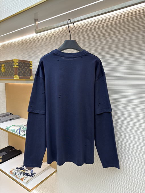 アクネストゥディオズコピー Acne Studios ボタンロゴプリントのフェイクツーピース長袖シャツ
