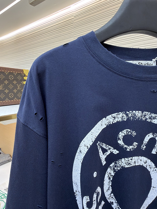 アクネストゥディオズコピー Acne Studios ボタンロゴプリントのフェイクツーピース長袖シャツ