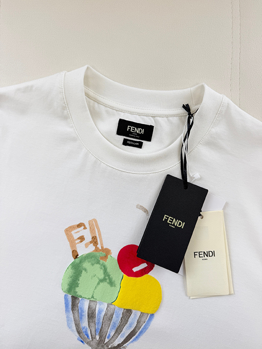フェンディ 水彩画風プリントの半袖Tシャツ