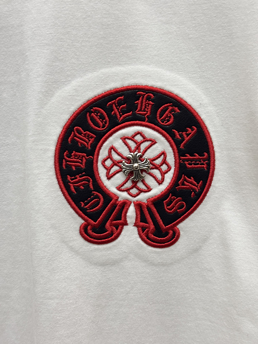 クロムハーツコピー アメリカンスタイルの刺繍入りレザーカップル半袖Tシャツ