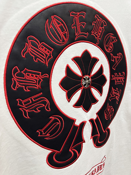 クロムハーツコピー アメリカンスタイルの刺繍入りレザーカップル半袖Tシャツ