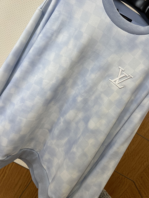 ルイヴィトン チェック柄刺繍りクルーネックのスウェットシャツ