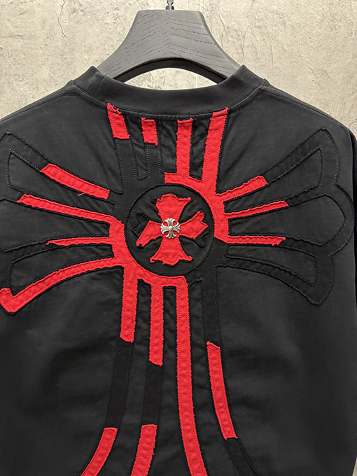 クロムハーツ アメリカンスタイルのベルベットアップリケ刺繍りカップル半袖Tシャツ