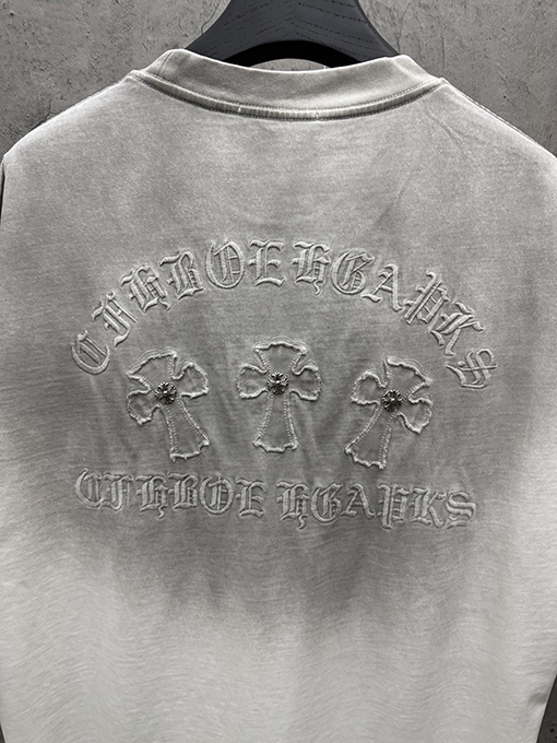 クロムハーツ アメリカンスタイルのウォッシュアップリケ刺繍りカップル半袖Tシャツ