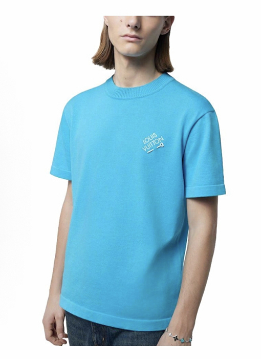 ルイヴィトン LOUIS VUITTON 刺繍ピンロゴ入りニット半袖Tシャツ