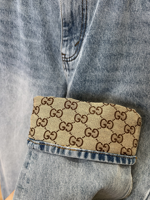 グッチ ダブルGロールアップストレートレッグジーンズ