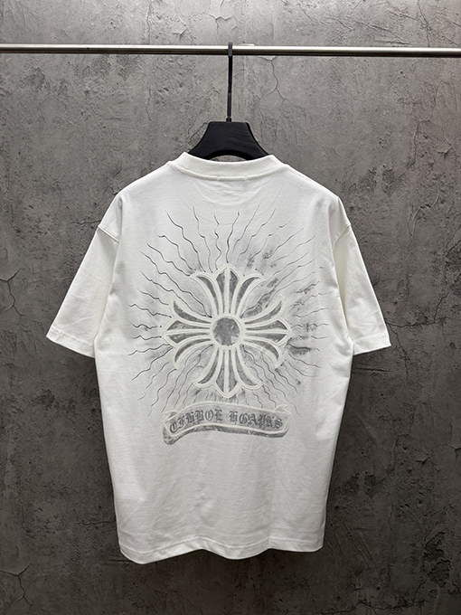 クロムハーツコピー アメリカンスタイル 3Dダイレクトインジェクションベルベットカップル半袖Tシャツ