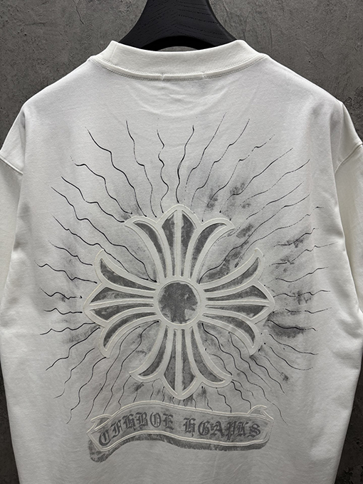 クロムハーツコピー アメリカンスタイル 3Dダイレクトインジェクションベルベットカップル半袖Tシャツ