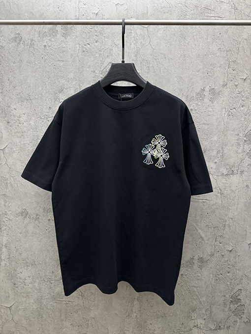 クロムハーツ アメリカンスタイル カラフルな立体の刺繍りカップル半袖Tシャツ
