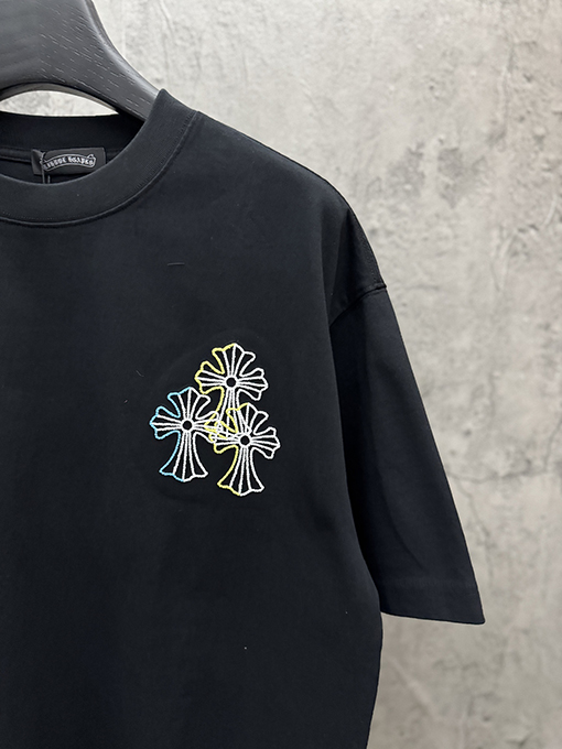 クロムハーツ アメリカンスタイル カラフルな立体の刺繍りカップル半袖Tシャツ
