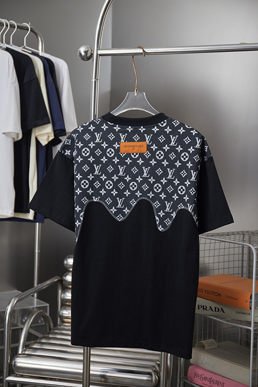 ルイヴィトンコピー 新作パッチワーク半袖Tシャツ