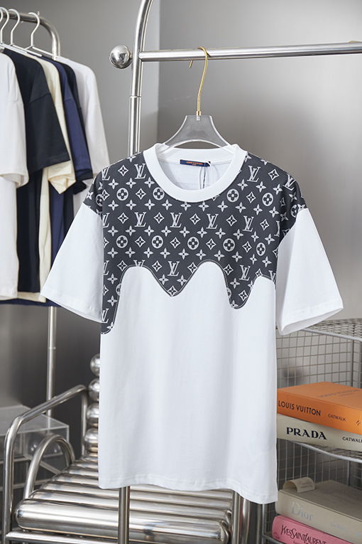 ルイヴィトンコピー 新作パッチワーク半袖Tシャツ