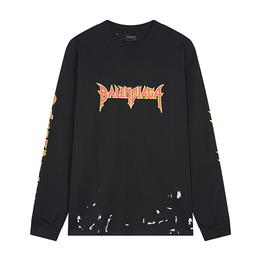バレンシアガ Balenciaga 新作ライトニングレターダメージ長袖シャツ