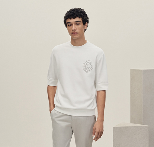 エルメススーパーコピー Hermes 刺繍アップリケ付き半袖Tシャツ