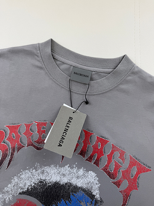 バレンシアガコピー BALENCIAGA クラシックな波のひび割れプリント半袖Tシャツ