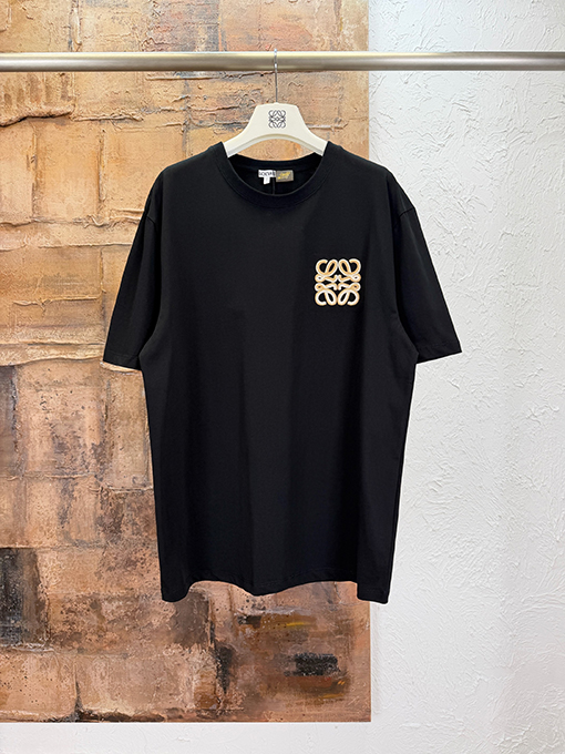 ロエベ ツートンカラーのラタン刺繍入り半袖Tシャツ